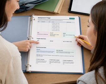 Middle School Homework Planner | ADHD Executive Function Routine (Printable PDF)