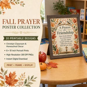 Fall Prayer Posters, 20 Printable 8x10 Christian Classroom Decor