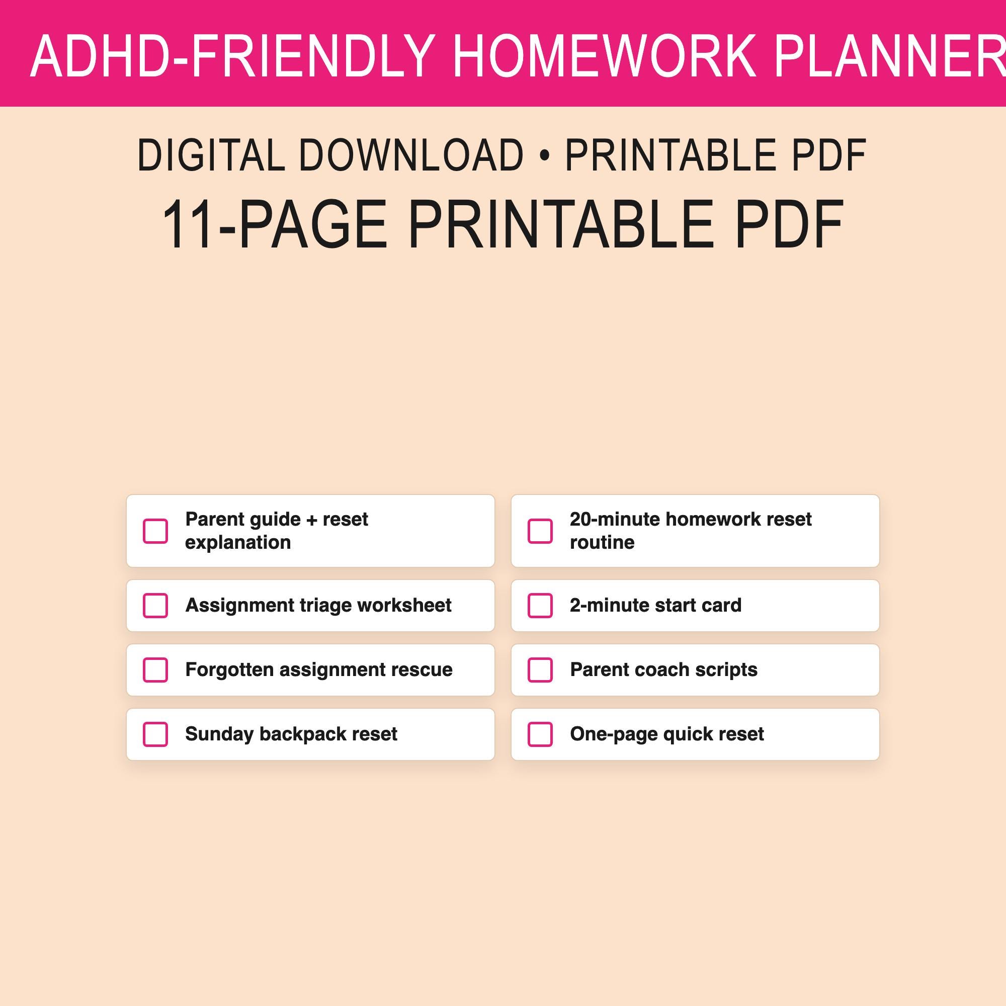 Middle School Homework Planner: ADHD Executive Function After-school ...