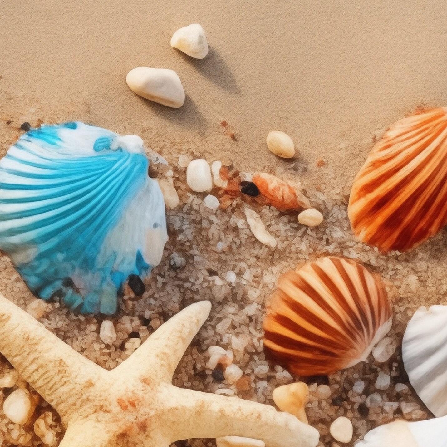 Personalized Seaside Shells Scene Desk Mat, Beach Sands Rocks Modern ...