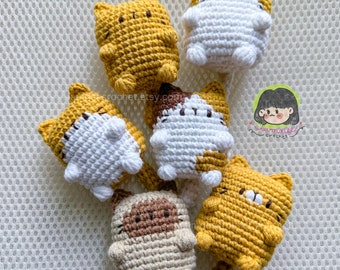 Personalized Crochet Cat Keychain, Flower and Bell Keychain