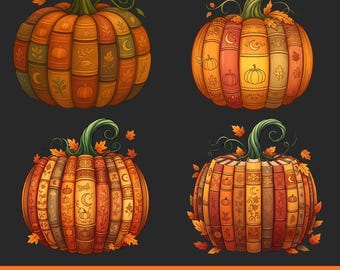Pumpkin Book PNG Bundle | Fall Reading Aesthetic Clipart | Cozy Autumn Book Lover Sublimation | Thanksgiving Book Decor PNG l Trendy Png