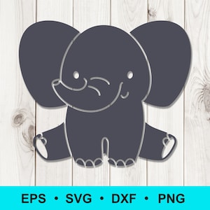 Baby elephant SVG, PNG, DXF, eps files for Cricut, Silhouette. Cutting files. Elephant clipart. Commercial use, digital vector clipart.