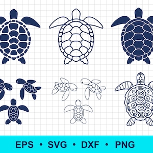 Sea turtle svg, png, dxf, eps. Cute baby turtle silhouette, outline clip art. Sea turtle cricut cut files. Commercial use, digital vector.