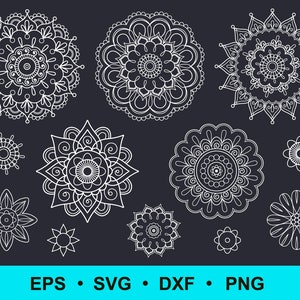 Mandala svg, zentangle svg, mandala floral svg, mandala de fleurs svg, png, eps, dxf. Fleur svg. Fichiers SVG pour Cricut. Clipart vectoriel numérique.