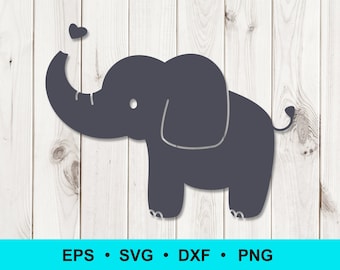 Babyolifant SVG, PNG, DXF, EPS-bestanden voor Cricut, silhouet. Bestanden snijden. Olifant clipart. Commercieel gebruik, digitale vectorclipart.