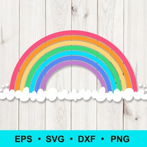 Arc-en-ciel SVG, PNG, DXF, eps. Clipart arc-en-ciel. Couper des fichiers pour Cricut, Silhouette. Utilisation commerciale, clipart vectoriel numérique.