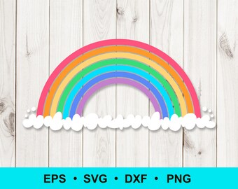 Regenboog SVG, PNG, DXF, eps. Regenboog illustraties. Snijbestanden voor Cricut, silhouet. Commercieel gebruik, digitale vectorclipart.