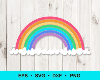 Rainbow SVG, PNG, DXF, eps. Rainbow clip art. Cut files for Cricut, Silhouette. Commercial use, digital vector clipart.