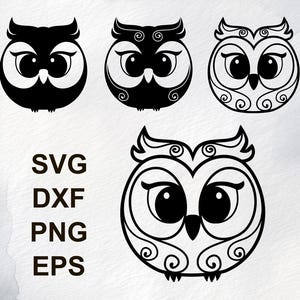 Owl Silhouette SVG PNG DXF Eps | Perfect for Paper Cutting and Crafts | Svg Files for Laser Cutting and Cricut | Owl Clipart | Decorated Owl