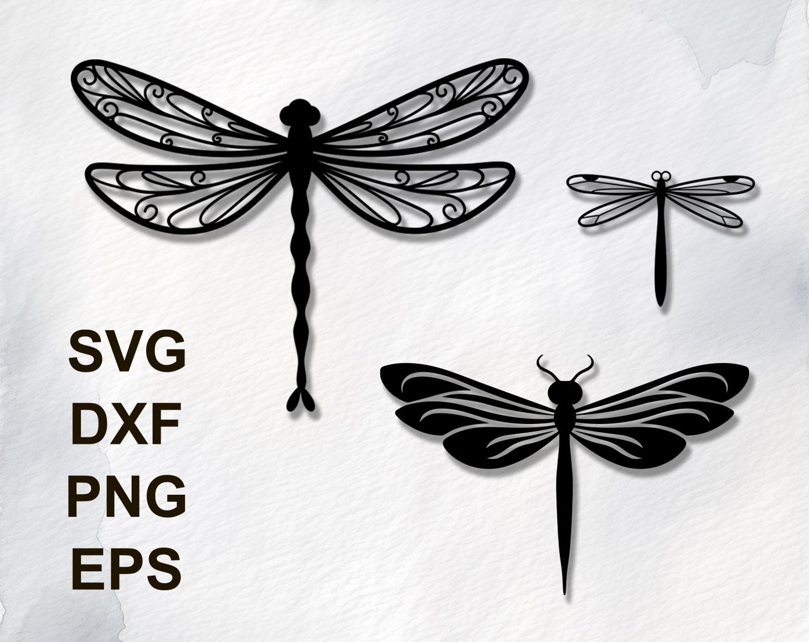 Dragonfly Silhouette Laser Cut Files - SVG DXF Png Eps. Vector Designs ...