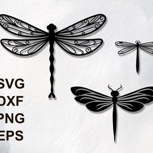 Dragonfly Silhouette Laser Cut Files - SVG DXF png eps. Vector Designs for Laser Cutting and Engraving. Digital Vector Art for DIY Crafts.