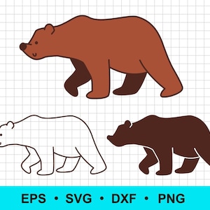 Bär SVG, PNG, DXF, eps | Grizzly Bär Silhouette Clip Art | Bär Umriss geschnitten Dateien | Kommerzielle Nutzung | Layered Bär svg für Cricut