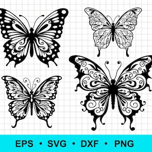Schmetterling svg, dxf, eps, png-Dateien. Silhouette, Umriss ClipArt. Schneidedateien. Butterfly Swirl Curve Schnürsenkel Cricut Dateien. Kommerzielle Nutzung.