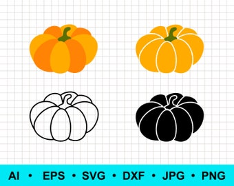 Pumpkin svg, dxf, eps, ai, png, jpg. Pumpkin silhouette clip art. Svg digital silhouette cricut. Cricut file. Commercial use, vector clipart