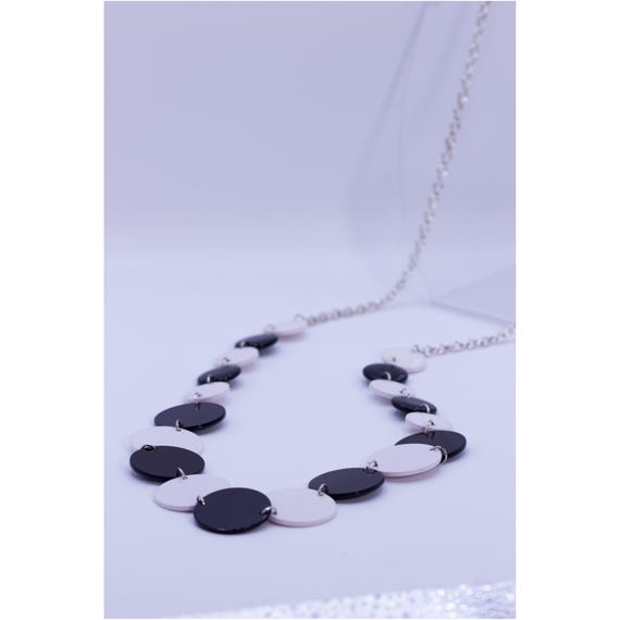 4 Vintage Black & White Beaded 90's Necklaces, Ke… - image 8