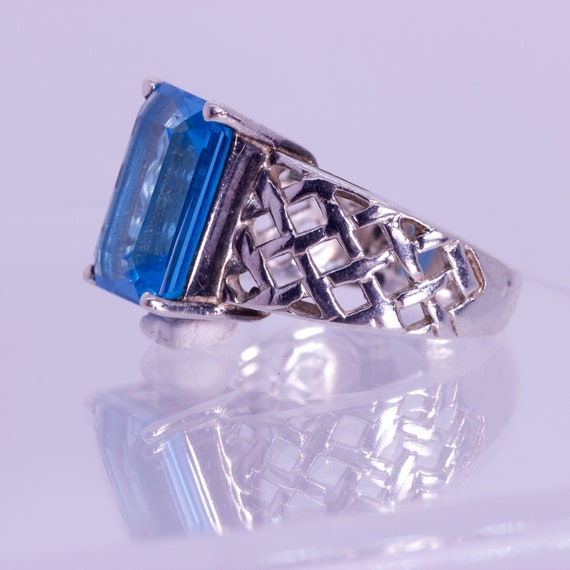 SCBS Emerald Cut Blue Topaz Sterling Silver Solit… - image 3