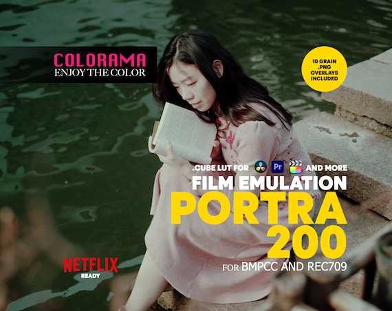 PORTRA 200 Film Emulation LUT for BMPCC and Rec709 Professional Color Grading .cube Lut Vintage Cinematic Colors - DaVinci Resolve and more