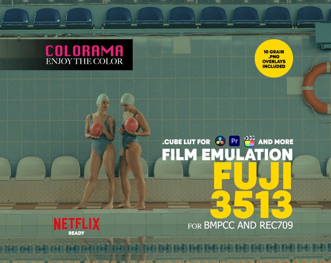 FUJI 3513 Film Emulation LUT for BMPCC and Rec709 Professional Color Grading .cube Lut - Vintage Cinematic Colors - DaVinci Resolve and more