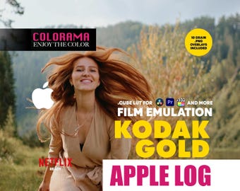 KODAK GOLD Film Emulation Lut for iPhone Apple LOG Professional Color Grading .cube Lut Vintage Cinematic Colors - DaVinci Resolve and more