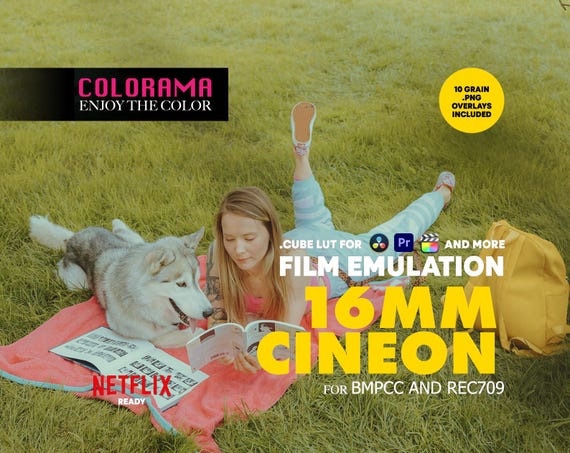 16MM CINEON Film Emulation Lut for BMPCC Rec709 Professional Color Grading .cube Lut - Vintage Cinematic Colors - DaVinci Resolve and more