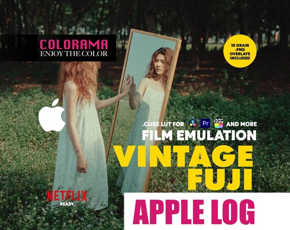 VINTAGE FUJI Film Emulation Lut for iPhone Apple LOG Professional Color Grading .cube Lut Vintage Cinematic Colors DaVinci Resolve and more
