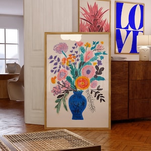 Maximalist Wall Art, Flower Market Print, Dopamine Decor, Trendy Girly Wall Art, Retro Poster, Colorful Dorm Room Decor, Matisse Poster
