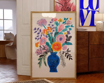 Maximalist Wall Art, Flower Market Print, Dopamine Decor, Trendy Girly Wall Art, Retro Poster, Colorful Dorm Room Decor, Matisse Poster