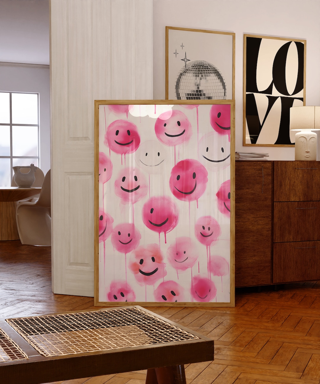 Graffiti Wall Art, Grunge Room Decor, Smiley Art Print, Y2K Indie Room ...