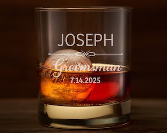 Personalized Groomsmen Whiskey Glass, Best Man Rocks glasses, Bachelor Party Gifts