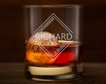 Etched Round Whiskey Glass, Best Man Gift Idea, Groomsmen Proposal