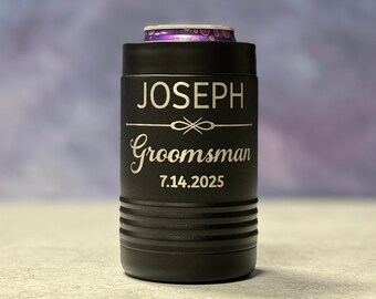 Personalized Stainless Steel Can Cooler Engraved Tumbler, Groomsmen Gifts, Groomsmen Proposal, Beer Can Holder