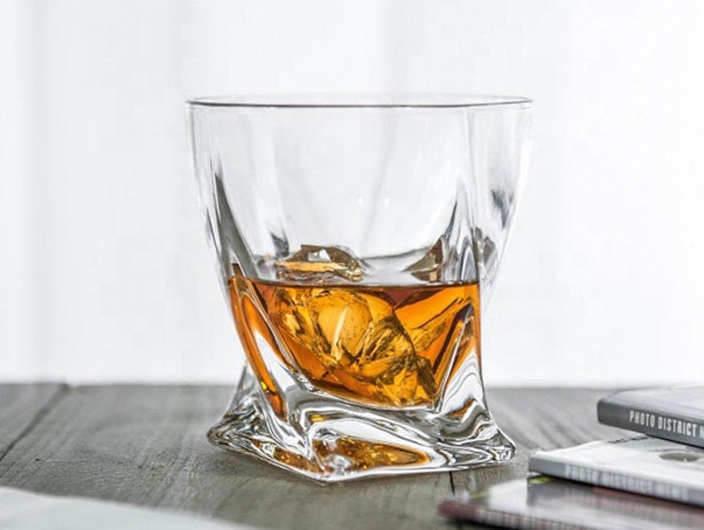 Engraved Twist Whiskey Glass, Gifts for Whiskey Lovers, Old Fashioned Bourbon Glass 11 oz image 3