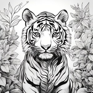Childrens Tiger colouring sheet - digital download