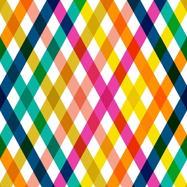 Diagonal RAINBOW Stripe Gingham Digital SEAMLESS Repeat Pattern for Commercial or Personal Use ~ Argyle