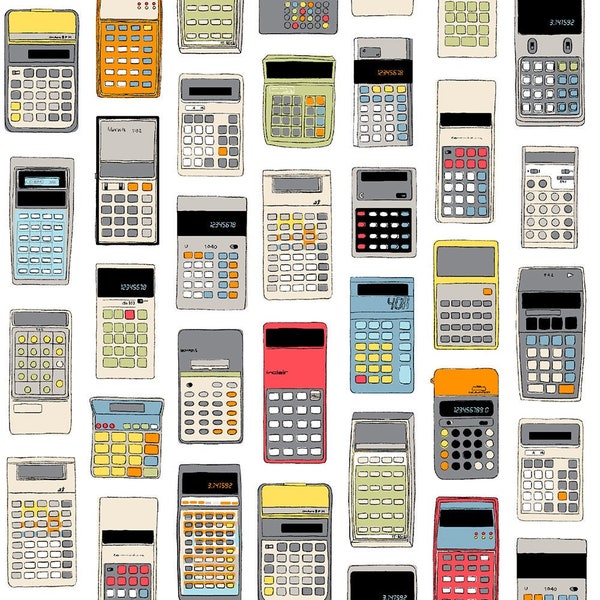Vintage CALCULATORS Geek Nerd Digital SEAMLESS Repeat Pattern for Commercial or Personal Use ~ Hand-Drawn ~ Math Science