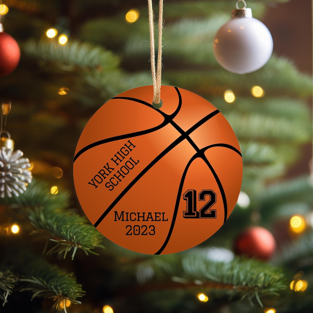 Personalized Basketball Ornament, Custom Basketball Christmas Ornament