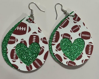 Voetbaloorbellen, Game Day-sieraden, Football Mom, Team Spirit-accessoires, kunstleren oorbellen, voetbalseizoen, accessoires voor fans