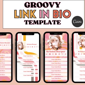 Groovy Link in Bio Template for Canva, Landing Page Template, Website Template, Business Website Template