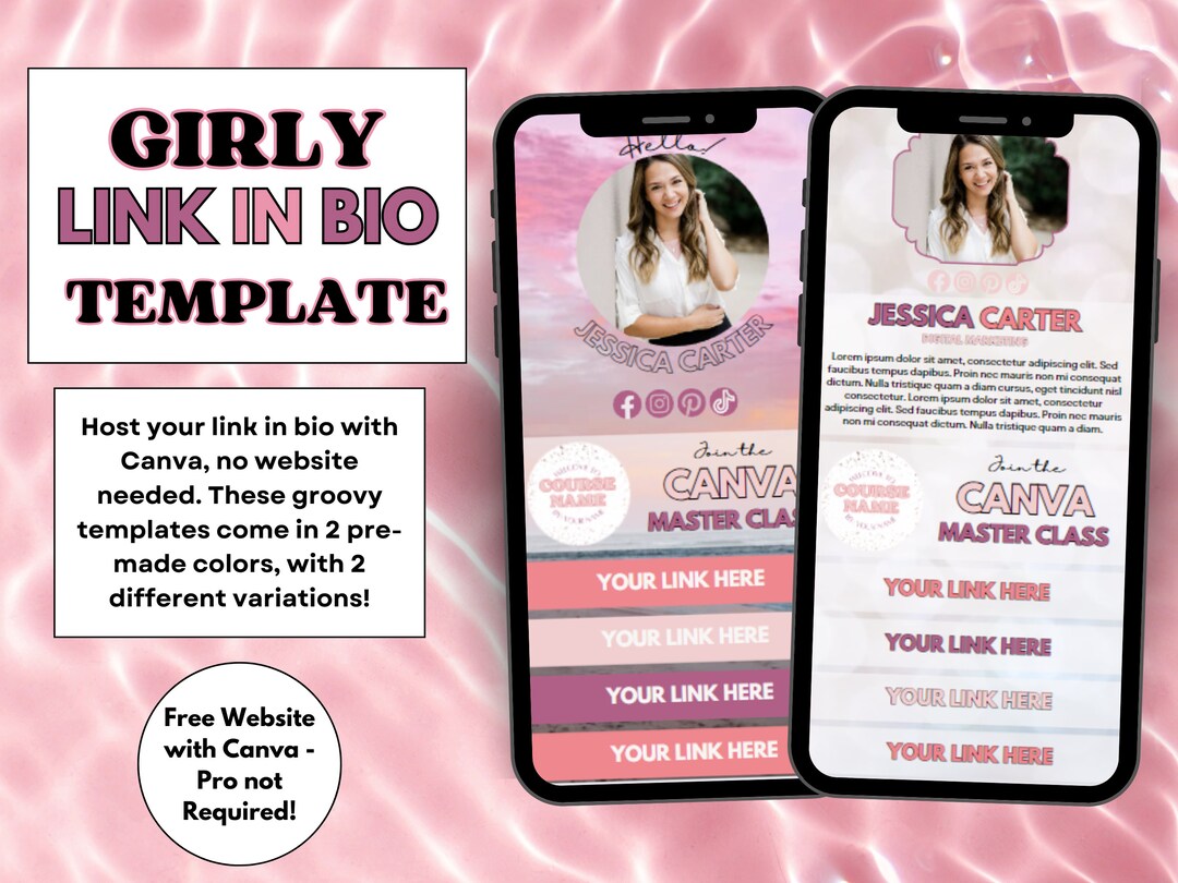 Pink Instagram Link in Bio Template, Canva Website, Landing Page, Bio ...
