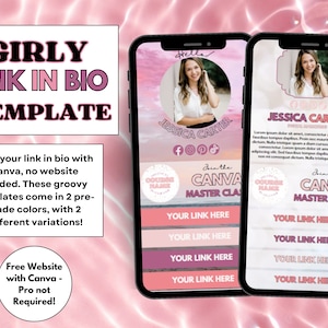 Pink Instagram Link in Bio Template, Canva Website, Landing Page, Bio Link
