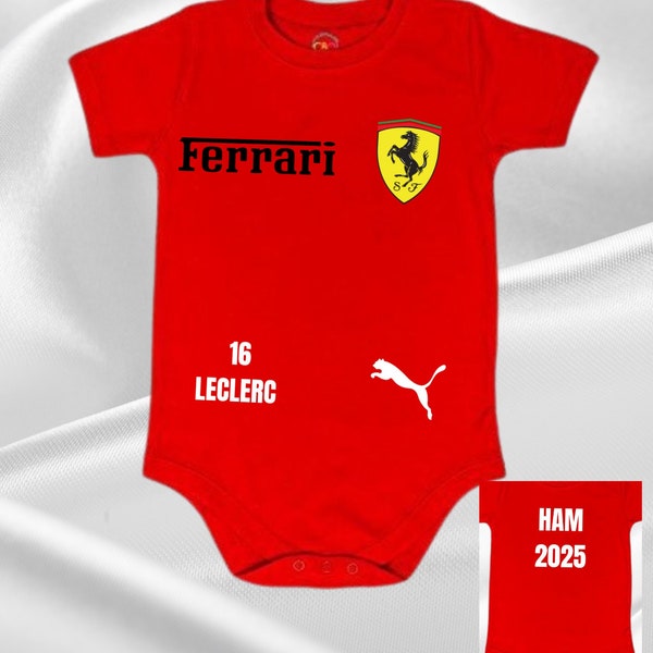 Personalised Ferrari F1 Baby Bodygrow Formula one Ferrari Baby Bodysuit Formula One Baby Clothes Ferrari F1  Baby gift