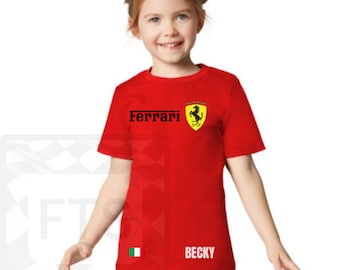 Children's Personalised Formula 1 Ferrari Children's Tee shirt F1 Ferrari toddler tee shirt Grand Prix Racing Children's T