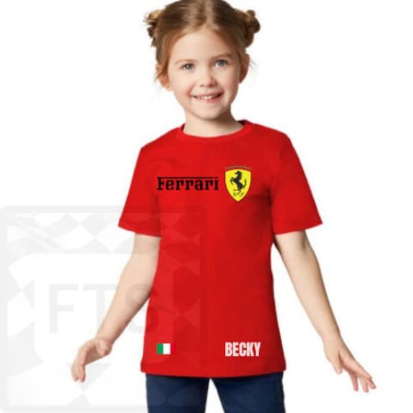 Children's Personalised Formula 1 Ferrari Children's Tee shirt F1 Ferrari toddler tee shirt Grand Prix Racing Children's T