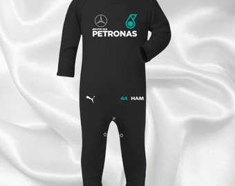 Personalised F1 Mercedes Formula 1 Baby Rompersuit Petronas F1 Rompersuit Grand Prix Lewis Hamilton Racing Baby Clothes
