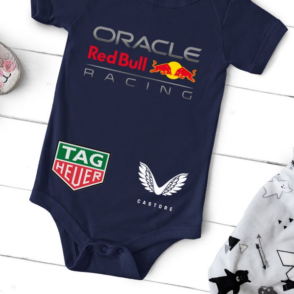 Personalised F1 RedBull Babygrow Formula One Baby Clothes Red Bull F1  Grand Prix Bodysuit