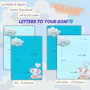 Cartas para meu filho | Cartas da mamãe e do papai | Papel de carta | Presente de gravidez | Imprimível | Download instantâneo | Páginas em branco | Lembrança de bebê