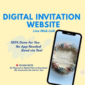 Web Invitation for Baby Shower, Mobile Website, Digital Invite Link, Modern Blue Theme Electronic Invite, Done for You, No App/Canva Needed