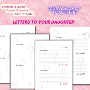 Cartas a mi hija / Cartas de mamá y papá / Papel para escribir / Regalo de embarazo / Imprimible / Descarga instantánea / Páginas en blanco / Recuerdo