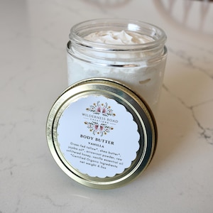 Tallow Body Butter - Vanilla 4.5 oz, Body Butter Vanilla, Shea Butter Body Butter, Tallow Body Butter, Grass Fed & Finished Tallow